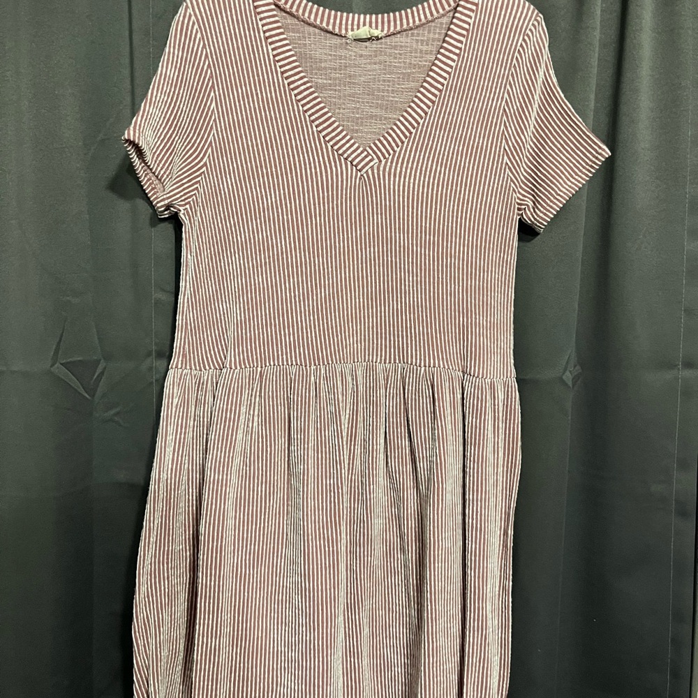 Caution To The Wind Burgundy Striped V-Neck Top
